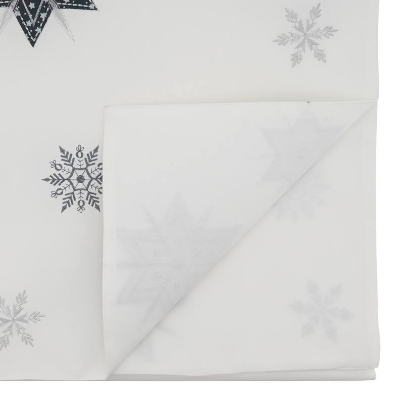 Table Runner With Embroidered Snowflakes Design - 16"x70"