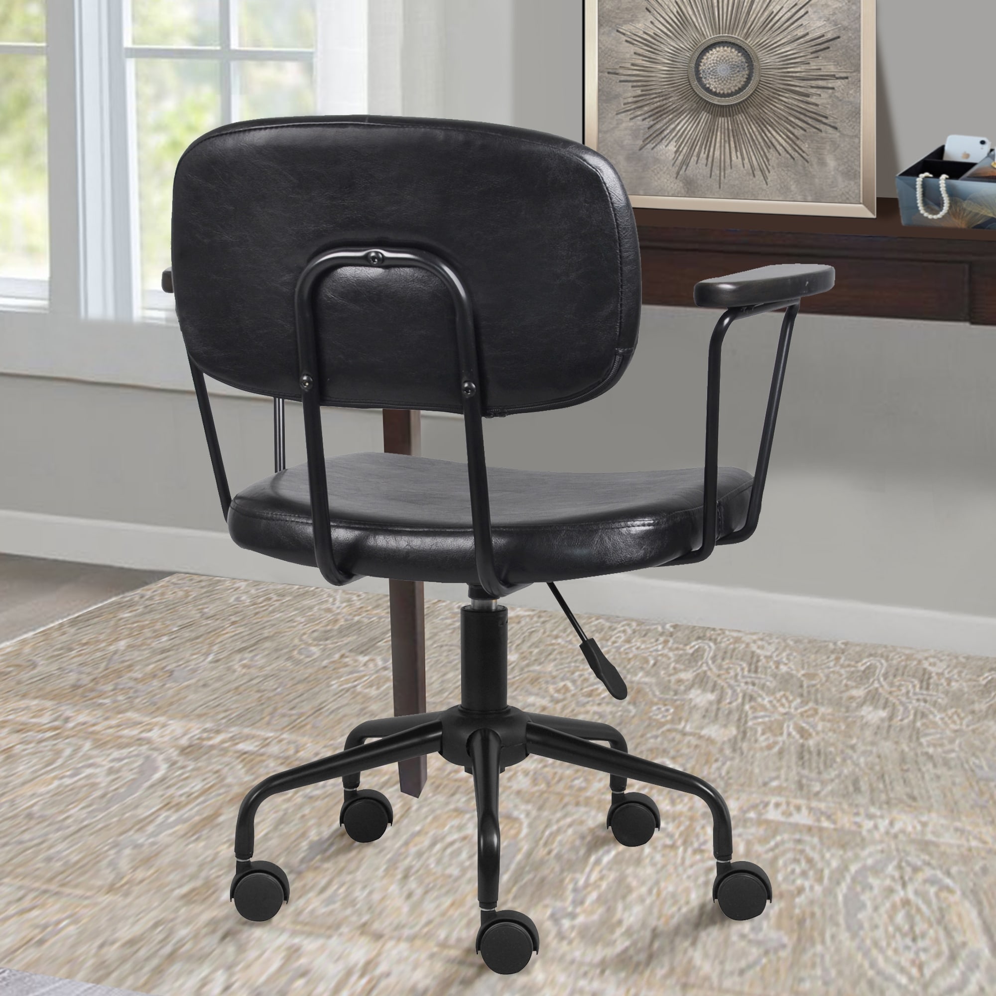 Cowhide desk store chair with arms
