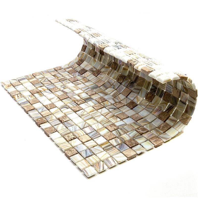 Apollo tile 12" x 12" Mingles Glossy Beige Glass Tile (18.69 sq ft/case) - 20 Pack