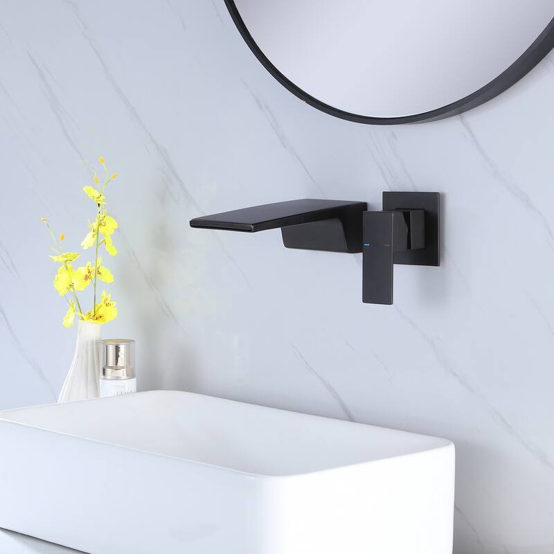 Modland Wall Mounted Bathroom Waterfall Faucet Widespread with 3.7''W Spout