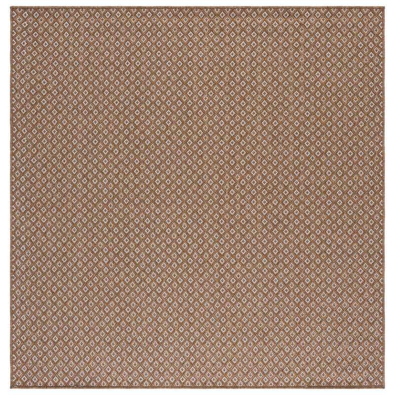 SAFAVIEH Sisal Performance Dominique Washable Indoor/Outdoor Rug - Weather Resistant & Easy Cleaning - 6'7" Square - Natural/Ivory