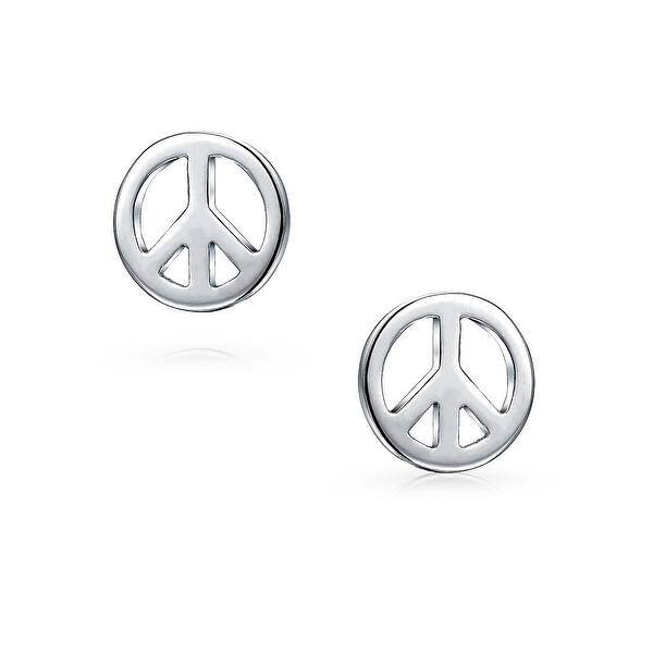 Finejewelers Sterling Silver Small Cubic Zirconia Peace Symbol Post Earrings Finejewelers Sterling Silver Small Cubic Zirconia Peace Symbol Post Earrings