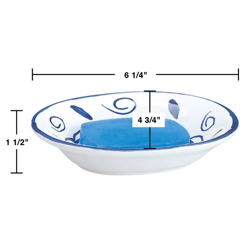 Ceramic Bathroom Soap Dishes Blue/White Neptune (Set of 3) Renovators Supply
