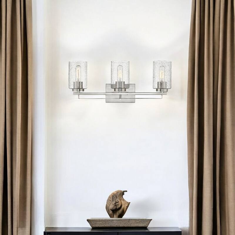 Modern Flush Mount Wall Light Fixture with Clear Bubble Glass Shade and LED Compatible for Bedroom - 3 - Silver