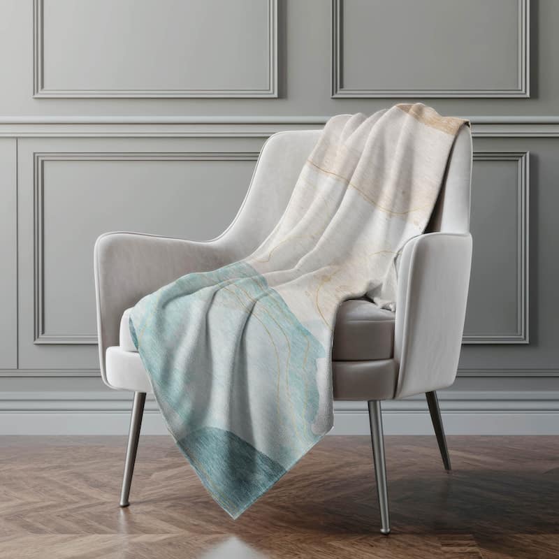 Premium Machine Washable Contemporary Glam Sherpa Throw Blanket - Beige - 4'2" x 5'10"