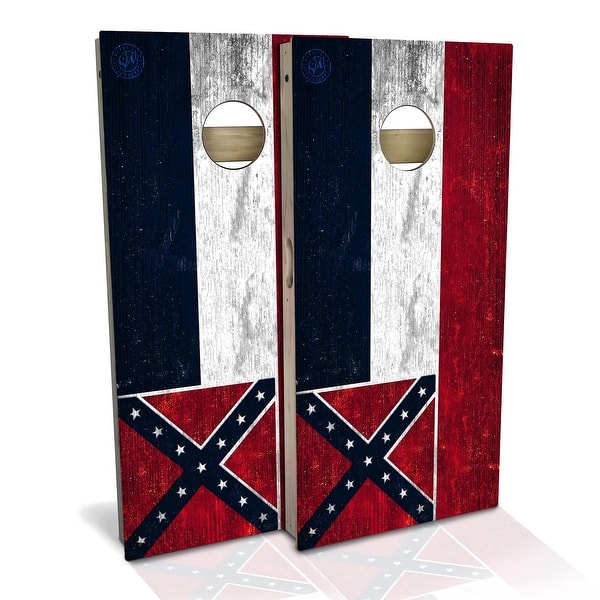 slide 2 of 9, Mississippi Flag Outdoor Cornhole Board Set Backyard 2x4 - NO Accessories