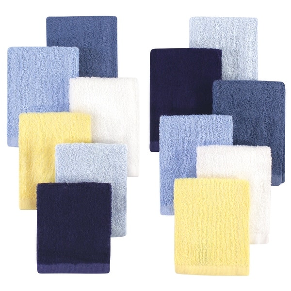 slide 1 of 1, Hudson Baby Infant Boy Rayon from Bamboo Woven Washcloths 12pk, Blue Yellow, One Size - Blue Yellow - One Size One Size - Blue Yellow