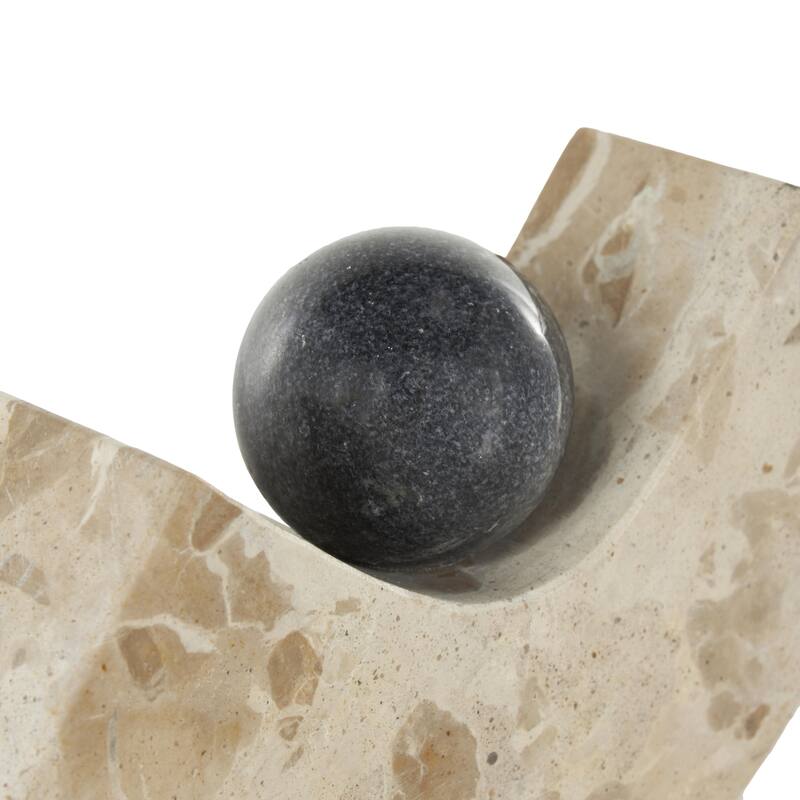 Marble Arched Curved Bookends with Black Orbs - Set of 2 Brown - Roche River Decor