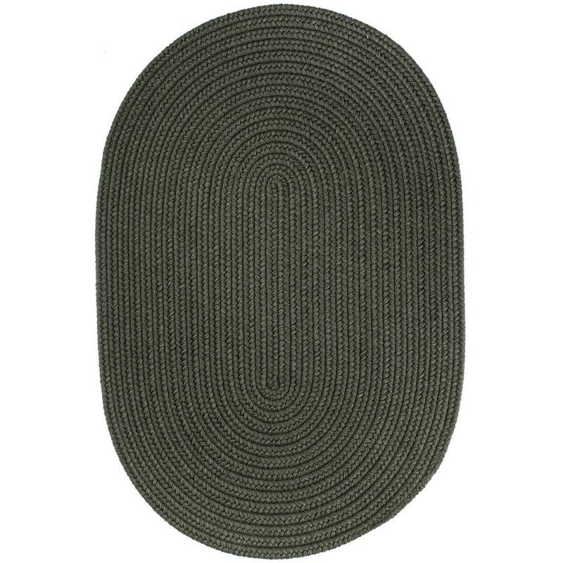 Rhody Rug Woolux Braided Wool Flatweave Oval Rug - 3' x 5' Oval - Dark Sage