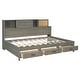 preview thumbnail 6 of 15, Full Size Platform Daybed Frame Storage Bed Relaxation Daybed Multifunctional Daybed with Center Legs & Slat Support - Grey