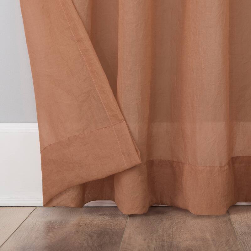 No. 918 Ladonna Crushed Texture Semi-Sheer Rod Pocket Curtain Panel, Single Panel