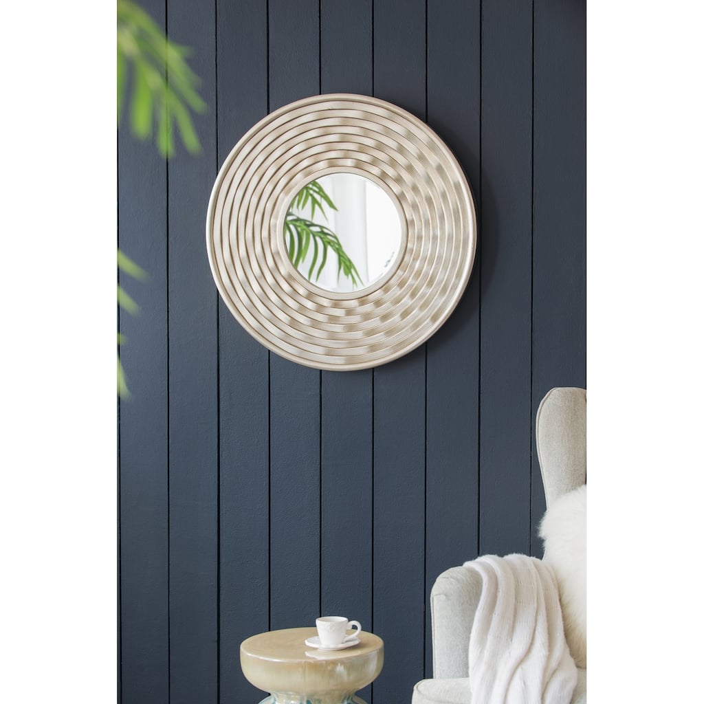 Round Wall Mounted Mirror - Home Decor for Bathroom, Living Room - Silver