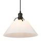 preview thumbnail 1 of 4, Yep by Golden Lighting Orwell 1-light 14in Pendant in Matte Black and Clear Glass Matte Black with Opal Glass