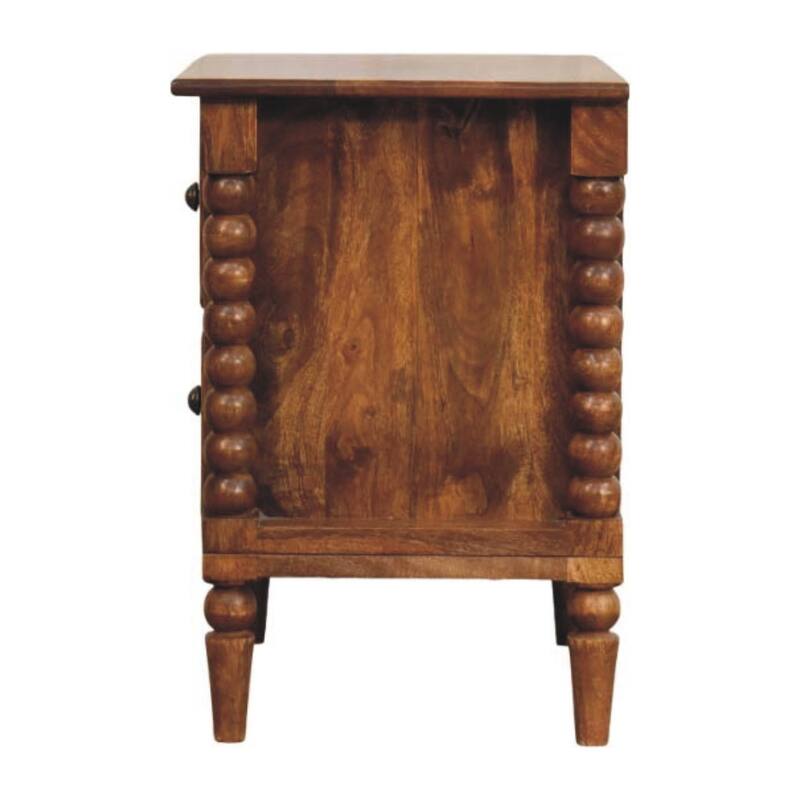 Artisan Furniture Solid Wood Spindle Leg Amber Oak Nightstand, Brown, 2-Drawers