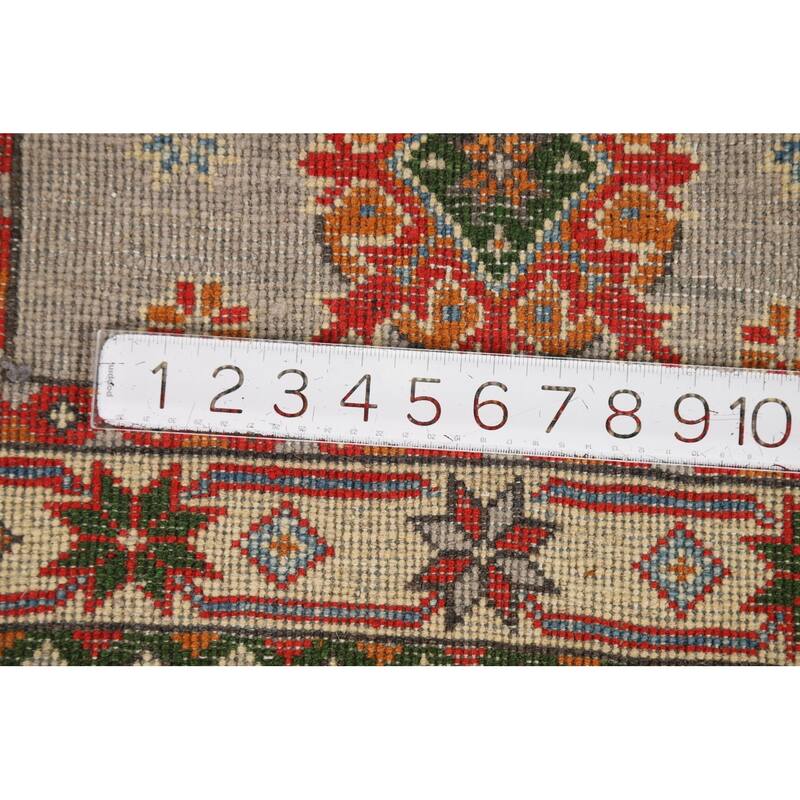 Geometric Kazak Oriental Foyer Rug Hand-Knotted Wool Carpet - 2'0"x 3'0"