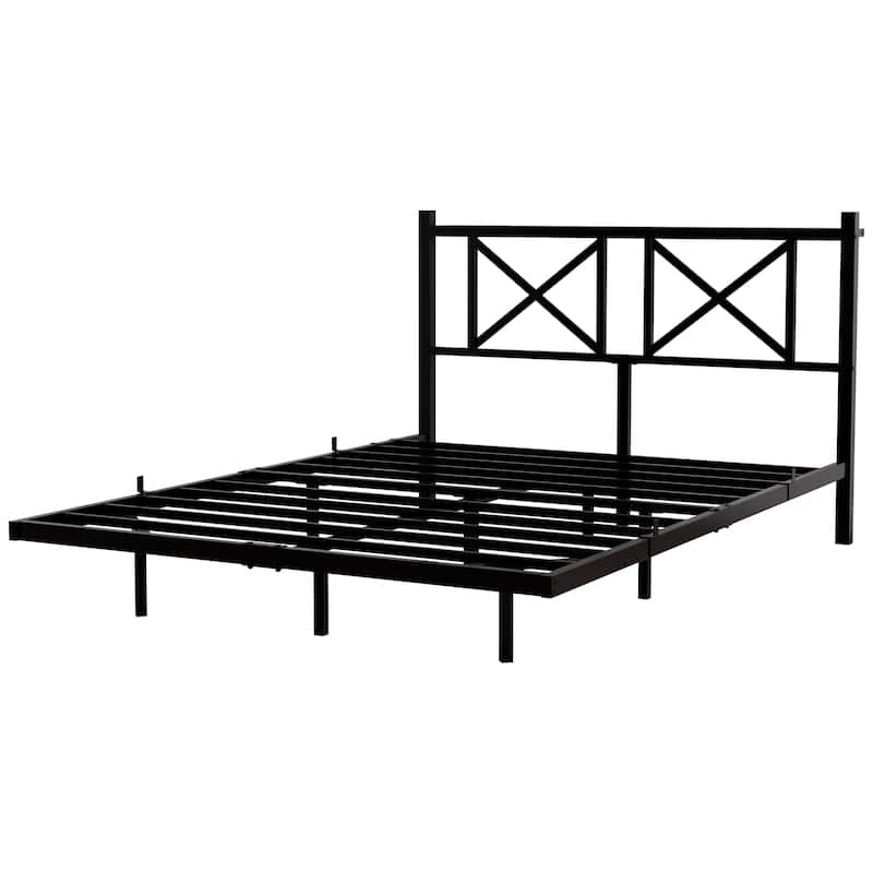 Queen Size Floating Bed Frame with Headboard and Storage, Full Size Platform Bed Frame with USB Charging Station