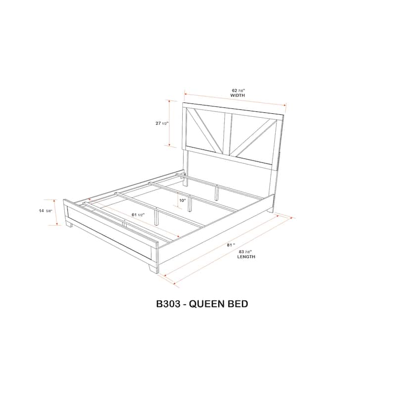 Biloxi Antique Natural Wood Slim Profile Bed
