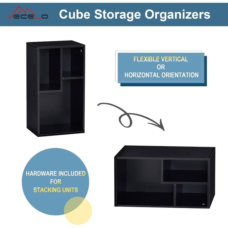 VECELO Wide Wood Organizer Bookcase Sets