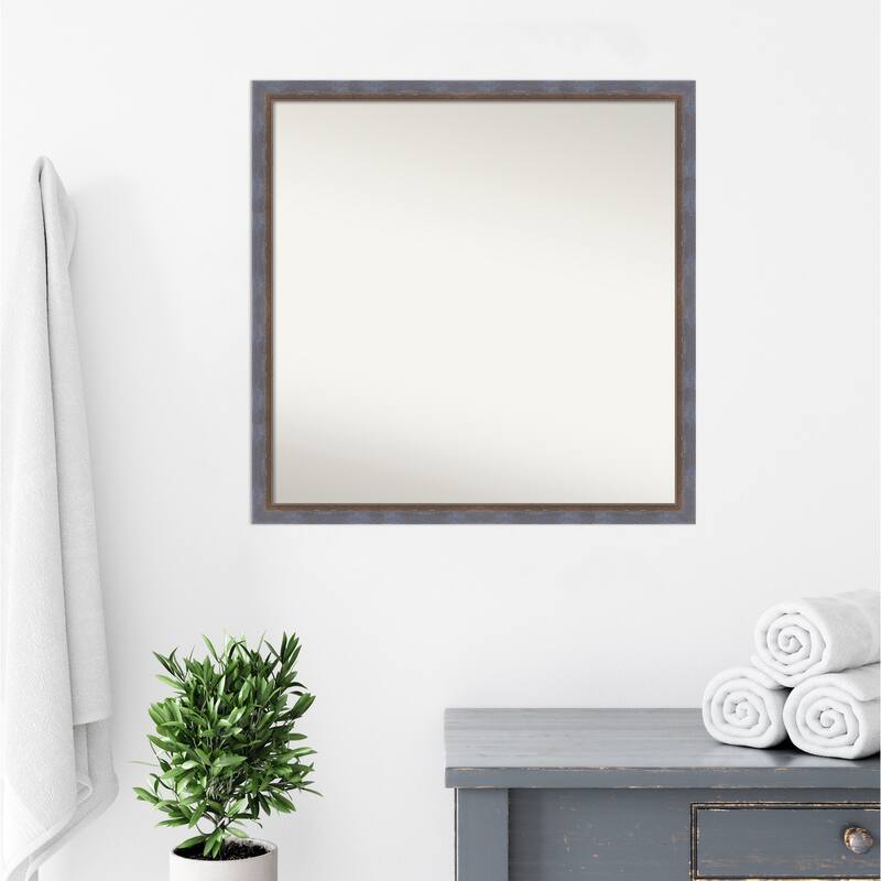 Two Tone Non-Beveled Wood Framed Bathroom Vanity Wall Mirror