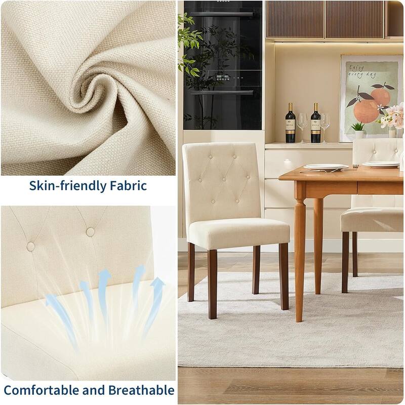 Set of 2 Button Tufted Modern Parsons Upholstered Dining Chairs for Dining Room, Cafe & Home