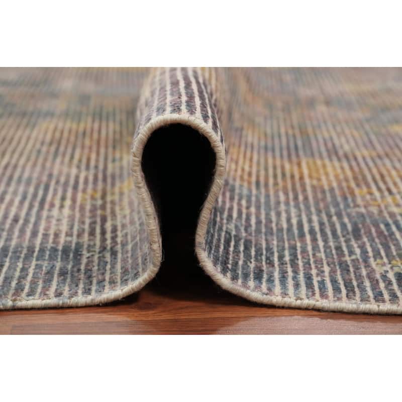 Hand Knotted Oriental Viscose Silk Carpet Modern All-Over Multi-Colored Abstract Area Rug - 7' 6'' X 5' 4''
