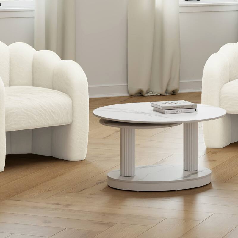 Contemporary Sintered Stone & Metal Coffee Table