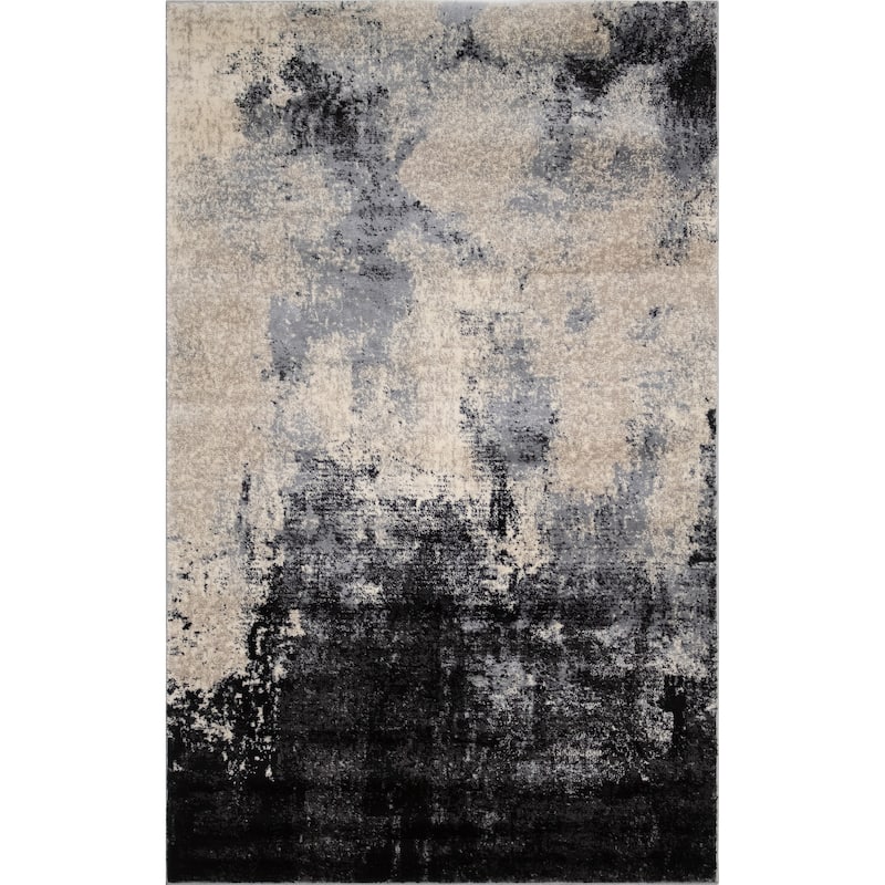 Noori Rug Lagoon Alice Distressed Abstract Modern Area Rug - 3'3" x 5'3" - Charcoal/Black