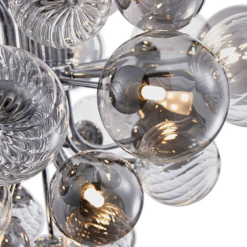 Modern Tiered Smoky Glass Bubble Chandelier