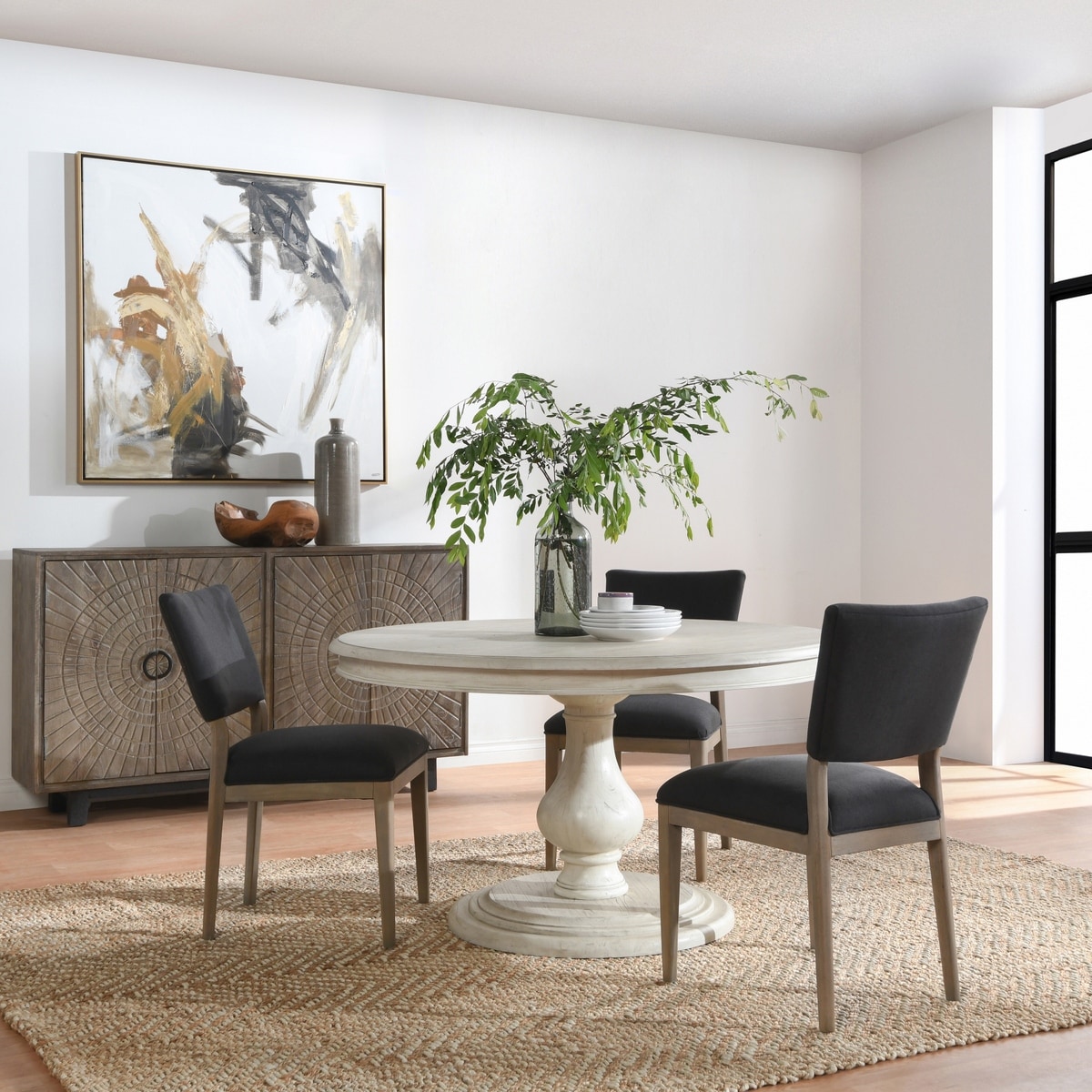 Willow distressed white round counter table best sale