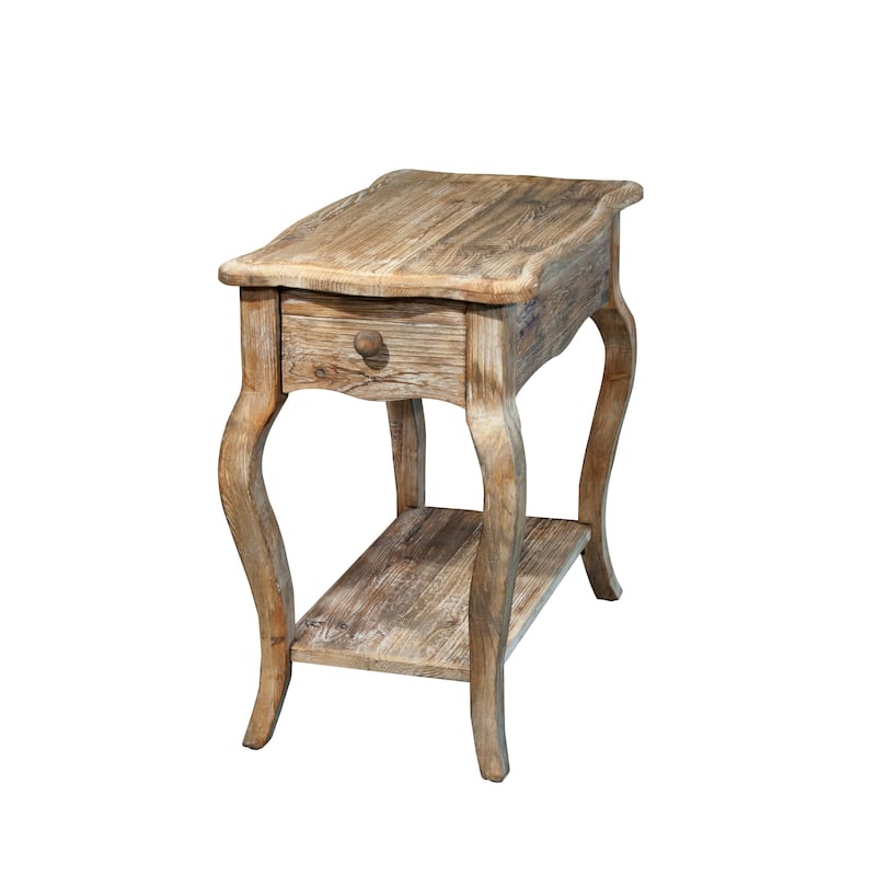 Alaterre Rustic Reclaimed Wood Accent Table, with Shelf, and Drawer - Brown - Reclaimed Wood