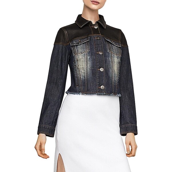 bcbg denim and leather jacket