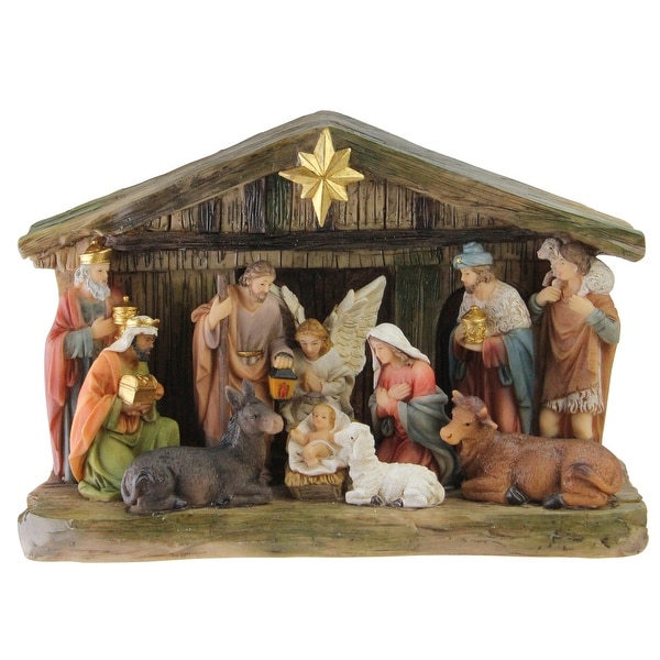 9.5" Nativity Christmas Scene With Color Changing LED Lights
