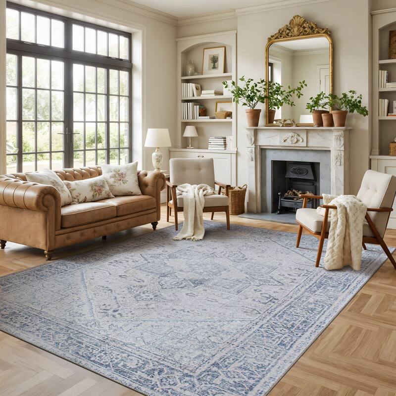 World Rug Gallery Medallion Boho Washable Area Rug - 8'4" x 11'6" - Rectangle