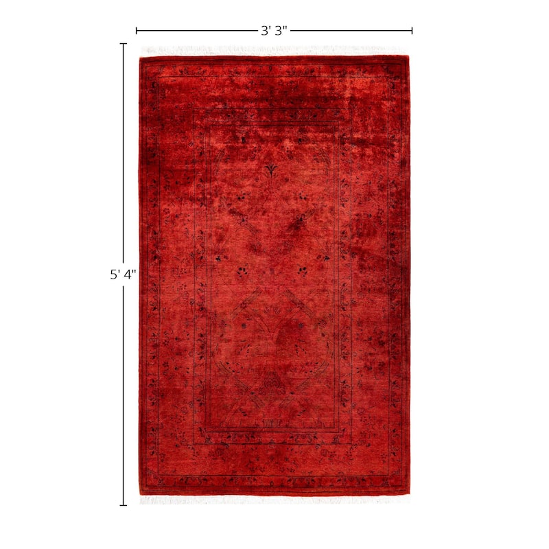 Overdyed One-of-a-Kind Hand-Knotted Area Rug - Orange - 3' 3" x 5' 4"