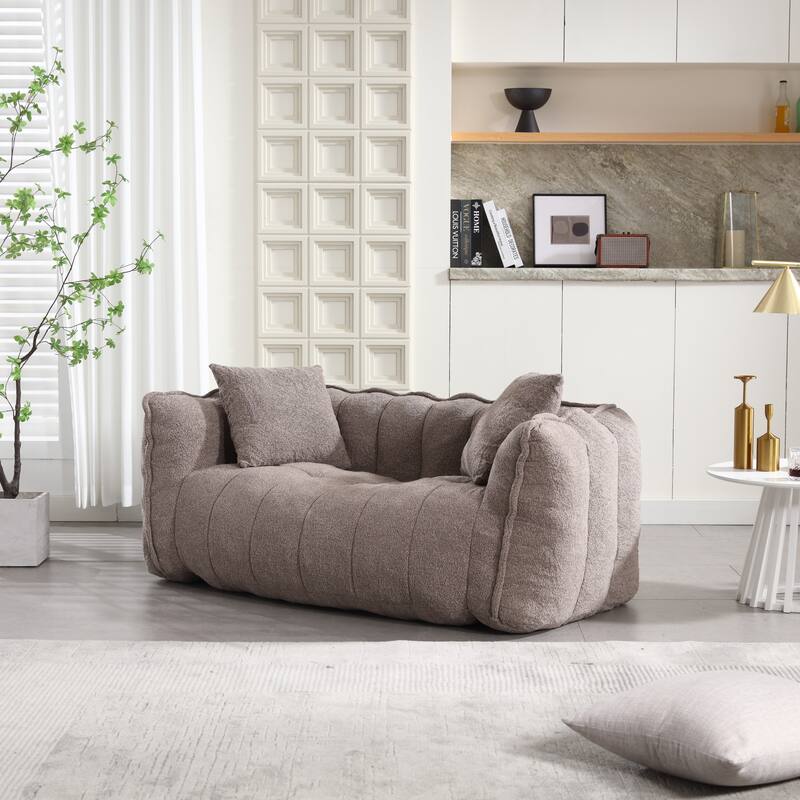 66-Inch Chenille Upholstered Loveseat with Pillows