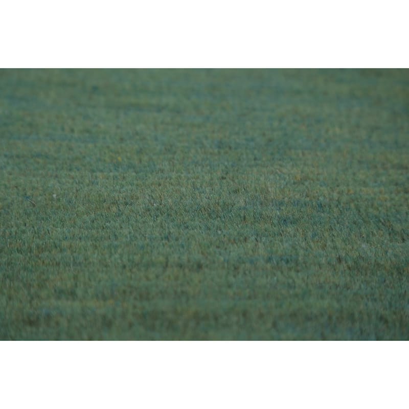 Green & Blue Gabbeh Rug Hand-Knotted Oriental Wool Carpet - 2'7" x 3'10"