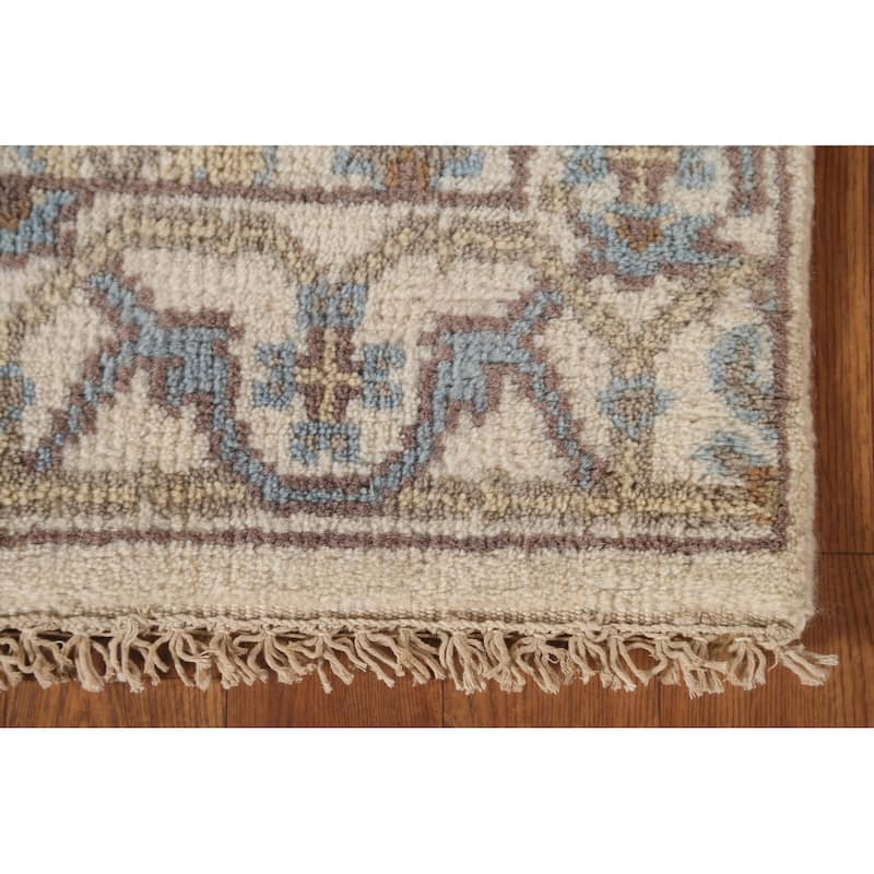 Beige / Ivory Oushak Oriental Runner Rug Handmade Wool Carpet - 2'6"x 11'8"