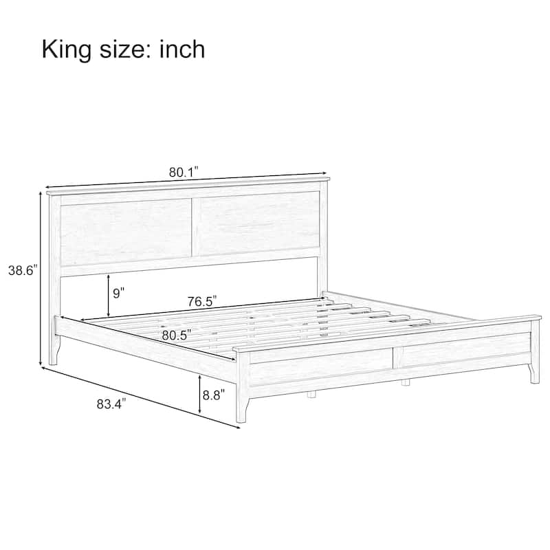 Modern Solid Wood Platform Bed with Tapered Legs and Sturdy Slats Support by Harper&Bright Designs
