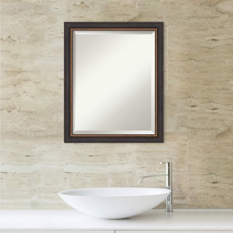 Beveled Wood Bathroom Wall Mirror - Ashton Black Frame - Ashton Black
