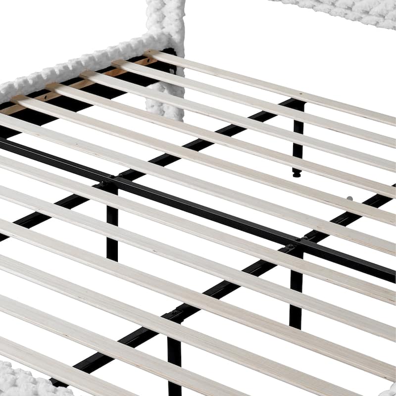 Queen / King Modern Plush Upholstered Bed with Soft Padded Backrest for Comfort