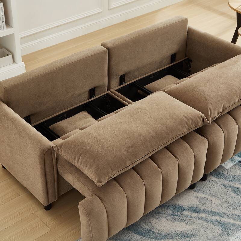 Sofa Bed with 2 Hidden Storage Bags, Multi-Functional Sleeper Sofa Loveseat with Adjustable Backrest