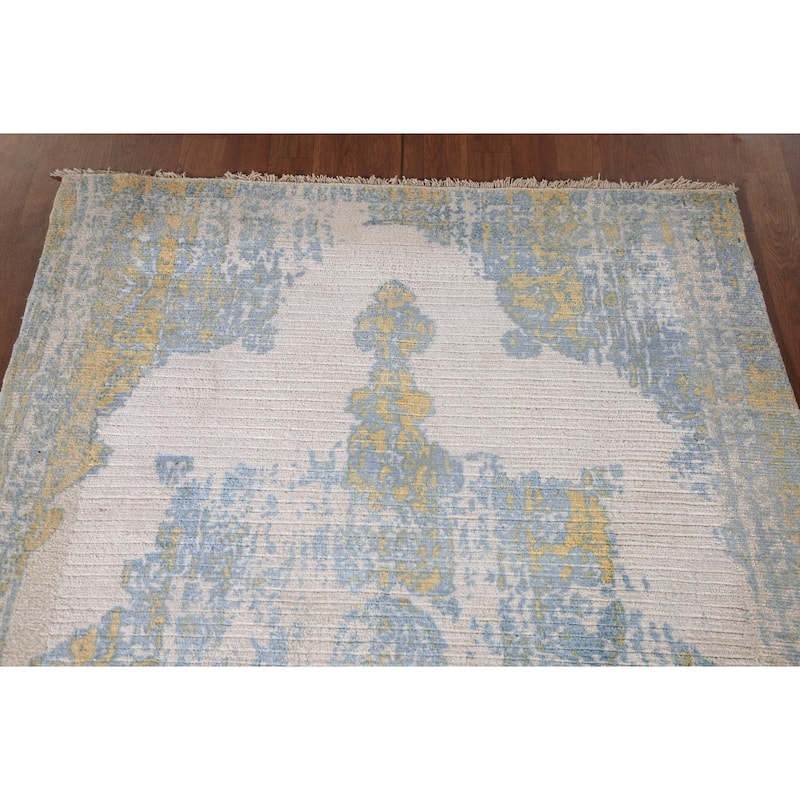 Abstract Accent Rug Handmade Oriental Wool Carpet - 3'11"x 5'10"
