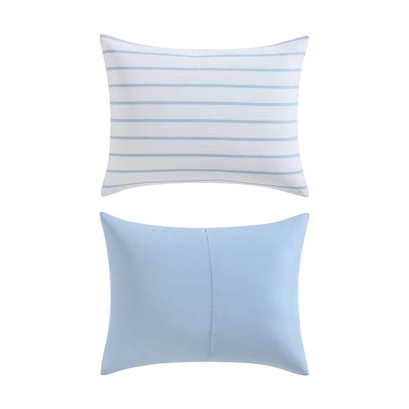 Nautica Chambray Waves Reversible Blue Comforter Set