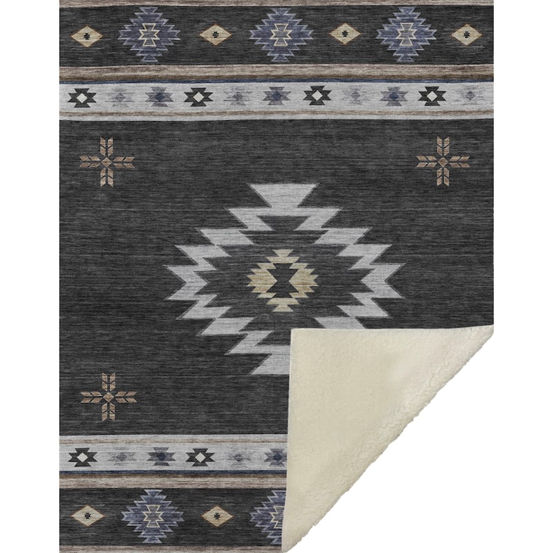Premium Machine Washable ASB179 Southwest Sherpa Throw Blanket