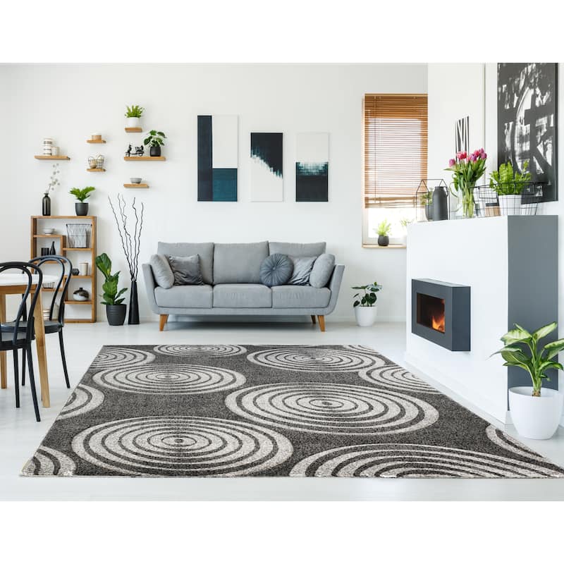 Linon Milan Collection Circles Area Rug