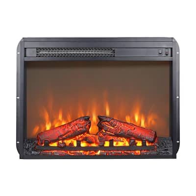 23 Inch Electric Fireplace Insert Heater With Log Set & Realistic Flame, Overheating Protection Without Control