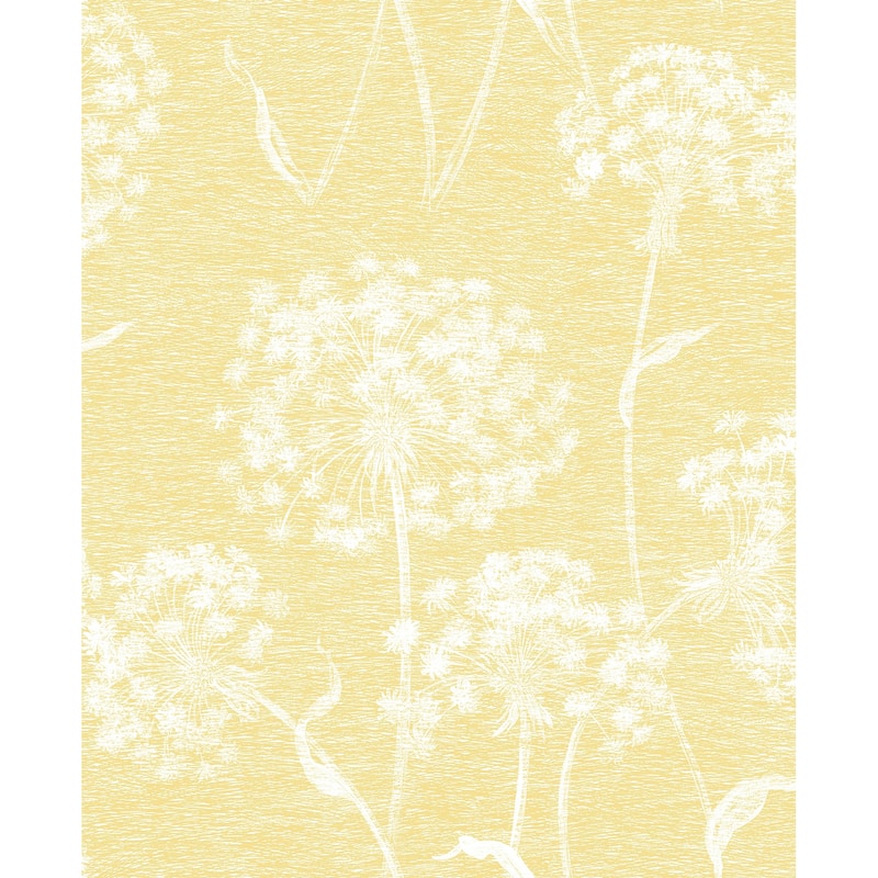Florals & Flowers Bijou Dandelion Wallpaper 20.5 in x 33 ft = About 56.4 square feet - Yellow