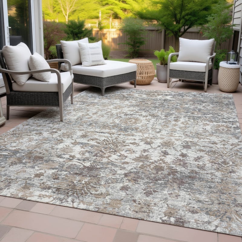 Machine Washable Indoor/Outdoor Vintage Traditional Chantille Rug