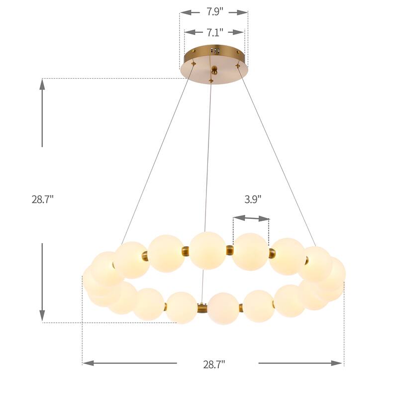 Integrated Round LED Chandelier - Antique Light Fixture with Acrylic Shades