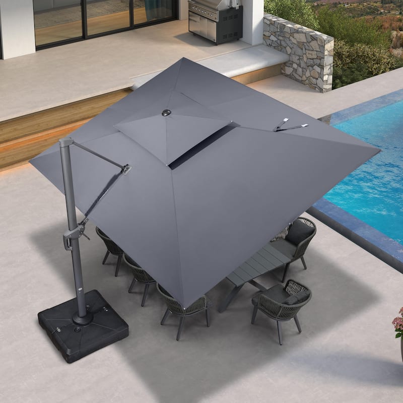 PURPLE LEAF Patio Cantilever Umbrella with 360 Degree Rotation